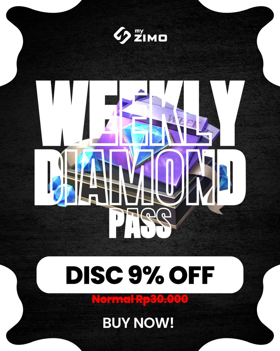 zimoindonesia's tweet photo. Weekly Diamond Pass Disc 9% off! Cek myZIMO sekarang! Dijamin termurah dihati❤

#wdp #weeklydiamondpass #wdpmurah #wdpmlbb #weeklydiamondpassmlbb https://t.co/GSFLcMQk8W