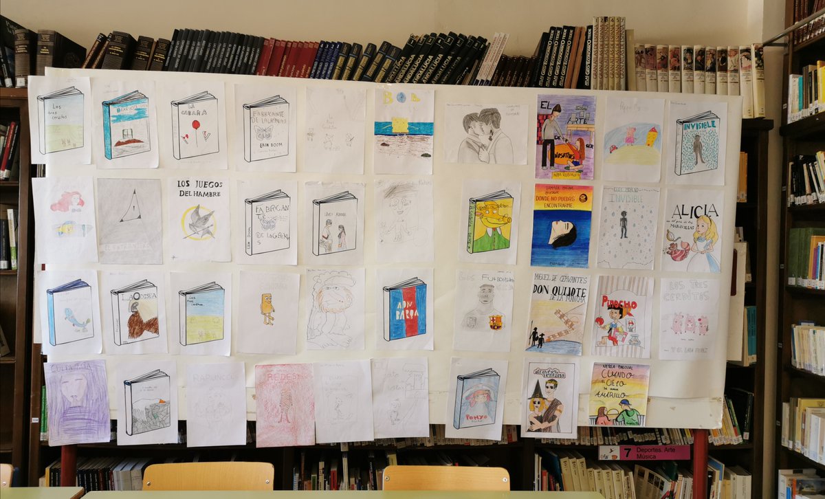 pintorbiblio's tweet photo. Alumnado de ESO recrea las portadas de sus lecturas favoritas. Libros=Arte. https://t.co/Qm6HZAAEuj