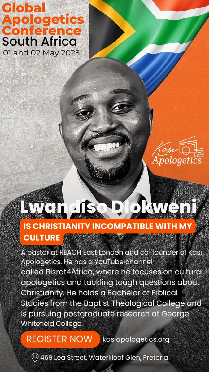 Pretoria 469 , Lea Street , Waterkloof Glen is the location we will be meeting at.
This event will be informational be there!! Don't miss out 
#KasiApologetics
Christianity and African Identity: Conversations on Truth, Myths, and Coloniality