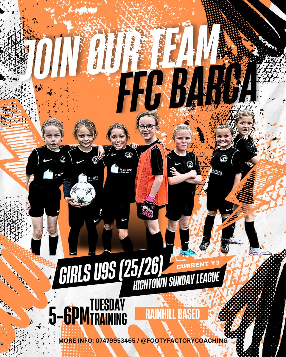 We are looking for more girls to join our U9 25/26 (current year 3) team based out of Rainhill as we move to 7 a side in September ⚽♀️
.
If you are interested, please get in touch 🤞🏻👍🏻