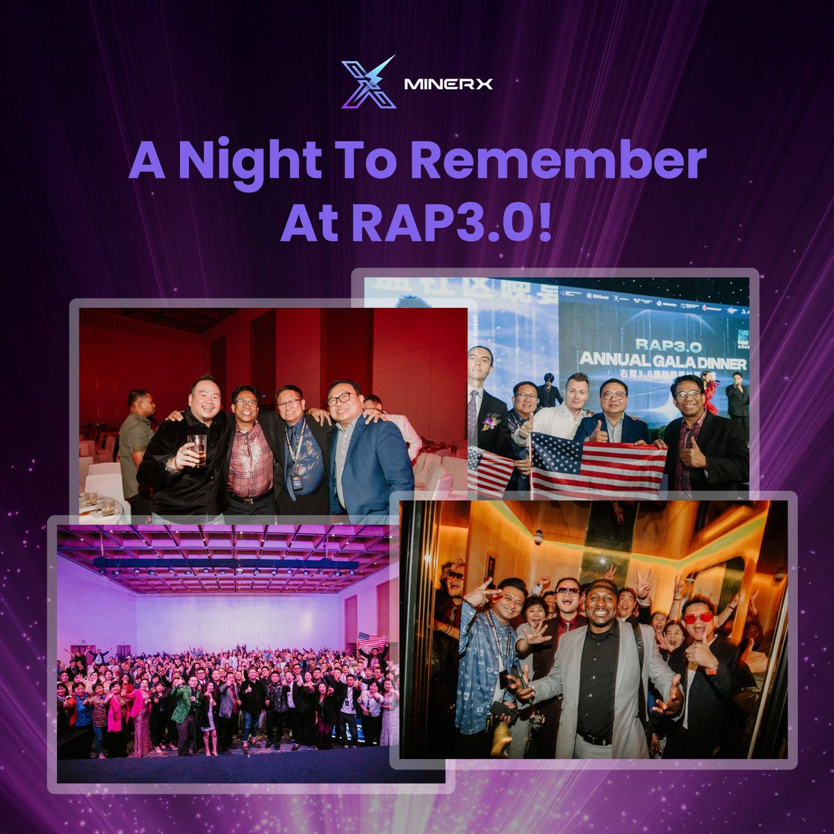 MinerX_Official's tweet photo. An unforgettable evening at RAP3.0! 🌟
Connections made, memories created, and milestones celebrated together. Thank you to everyone who made this night so special! 🎉 
#RAP3 #MinerX #GalaNight #Celebration #StrongerTogether https://t.co/F4vnEnAHSD