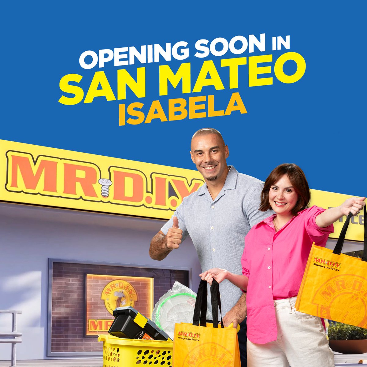 mrdiyPH's tweet photo. San Mateo, Isabela — exciting news! 🎉 MR DIY is opening soon to bring Familyhan happiness closer to you! 🏡🛒 

Home must-haves, hobbies, and more — lahat nandito para sa inyo, mga ka-MR.DIYs!

#MRDIYPH #AlwaysLowPrices
#BigAndSmall #MeronDIYan
#FamilyhanNeedsMRDIY https://t.co/1FJJDMfXd2