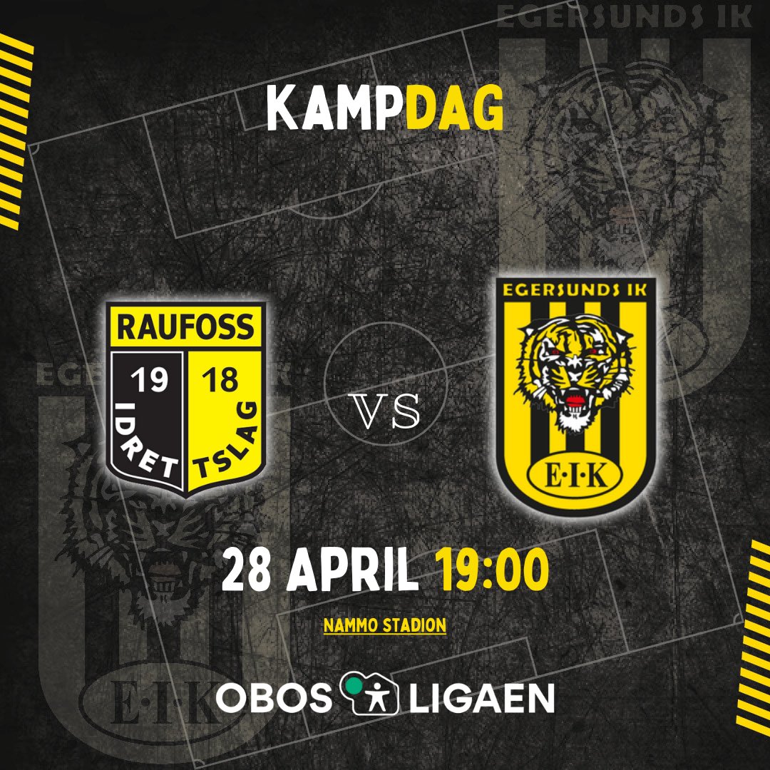 🐯Kampdag🐯
🏆 OBOS-Ligaen 
🆚 Raufoss  
🏟️ Nammo Stadion 
⏰ 19:00
📅 28. April  
📺 Tv2 play
🎟️ Ticketco
raufossfotball.ticketco.events/no/nb/m/e/rauf…