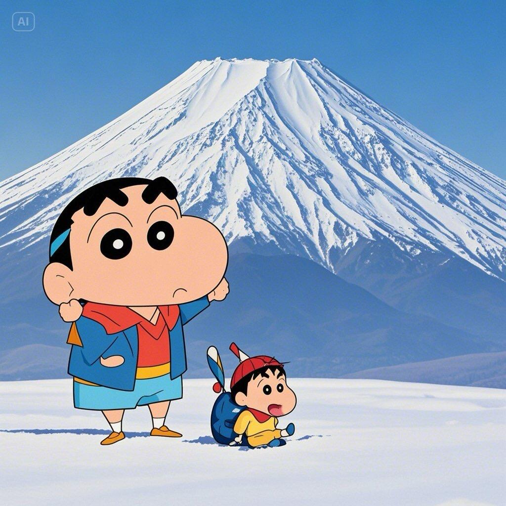 富士山の下のクレヨンしんちゃん😂😂😂