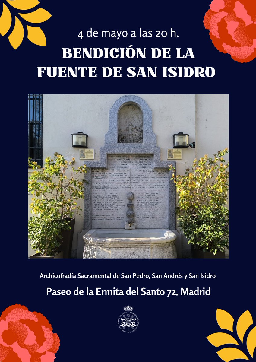 ermitasanisidro's tweet photo. ¡El domingo 4 de #mayo a las 20 h. celebraremos la #bendiciondelagua de la #fuentedesanisidro, organizada por la #ArchicofradíaSacramentalSanPedroSanAndrésSanIsidro en el jardín de la #fuentedelsanto!
Entrada libre hasta completar aforo.
Todo en:
https://t.co/06gNUfGBw2 https://t.co/FzXQETgSie