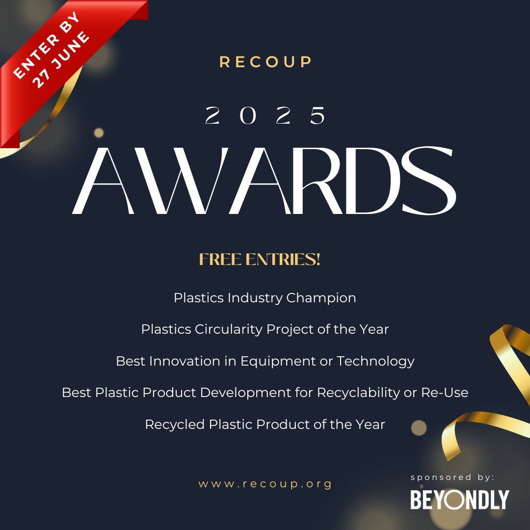 Are you making a difference in the #PlasticsIndustry. Enter The RECOUP Awards for FREE at: recoup.org/recoup-awards-…

#technology #innovation #plastics #packagingdesign #resourceefficiency #sustainability #circularity #reusesystems