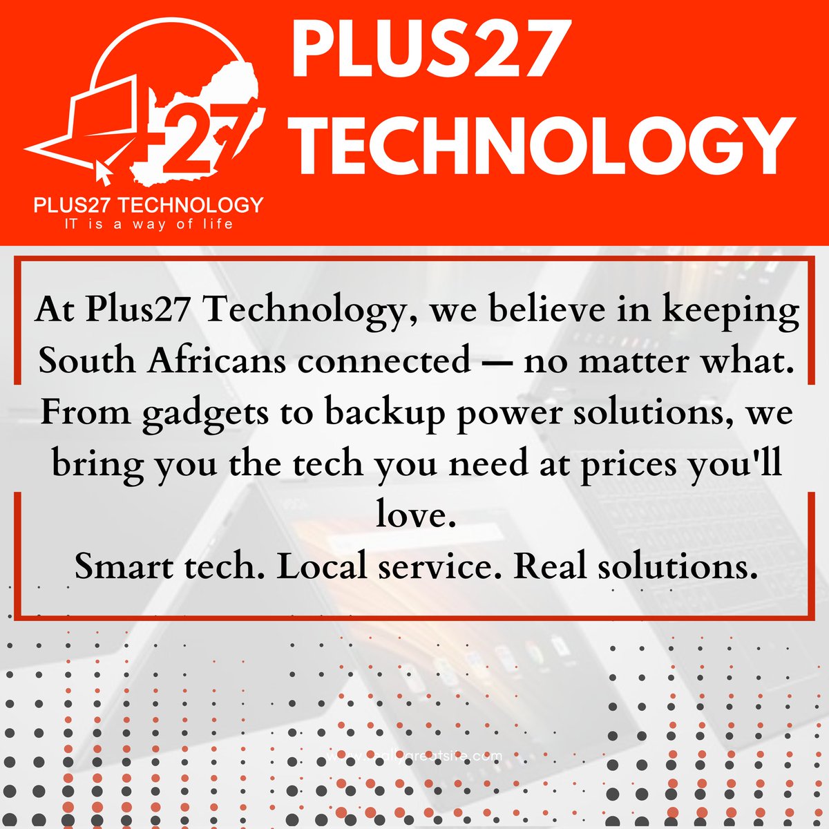 plus27_tech's tweet photo. Tech you can trust, service you can count on.
Get your gadgets today — DM Plus27 Technology to order!

#Plus27Technology #TechDealsSA #Loadshedding #Laptop #SolPhenduka #SowetoDerby https://t.co/KPx88MjlxJ
