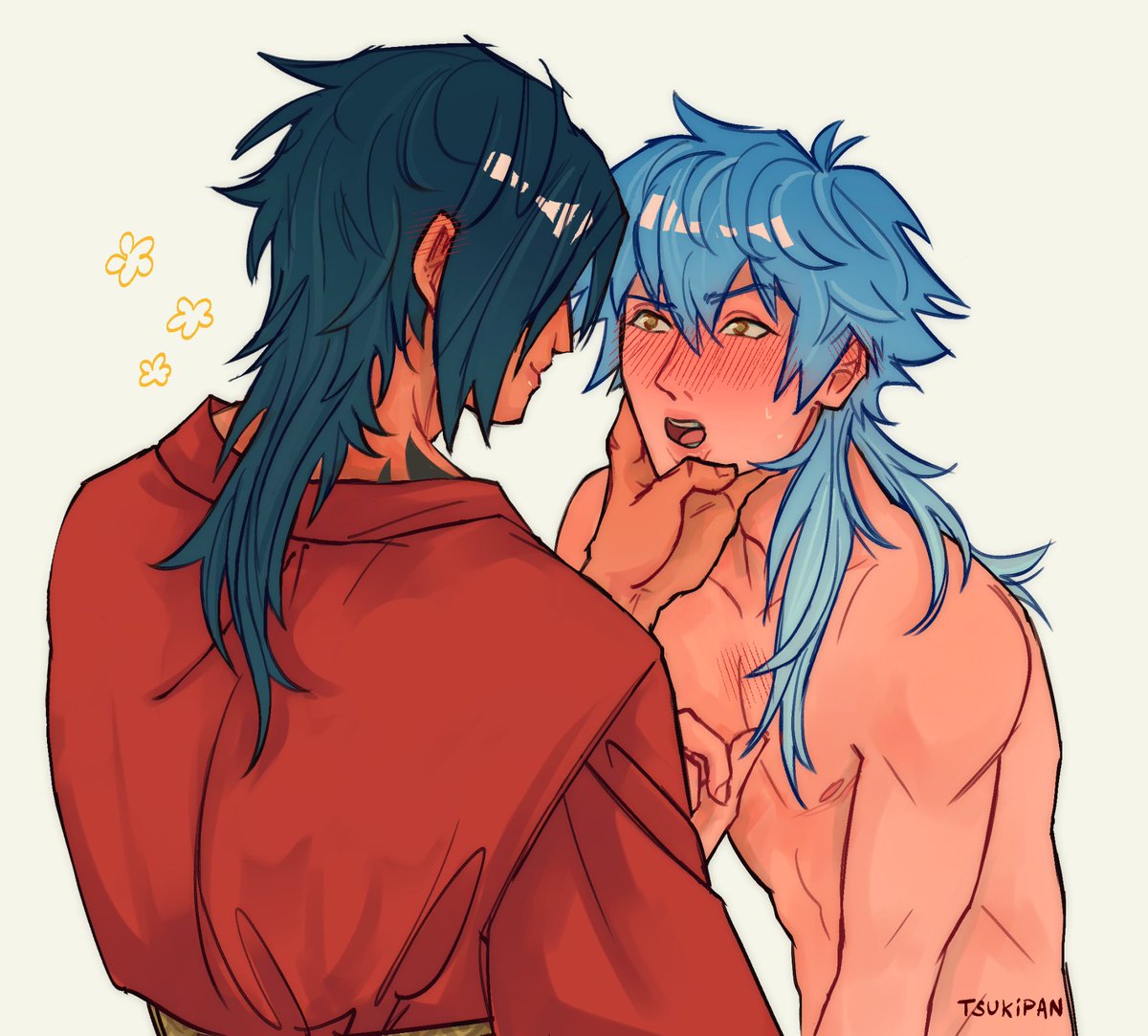 tsukipan's tweet photo. Ceo of being annoyed all the damn time and koujaku who is just happy to be there #dmmd https://t.co/vRiHlEtB6Y