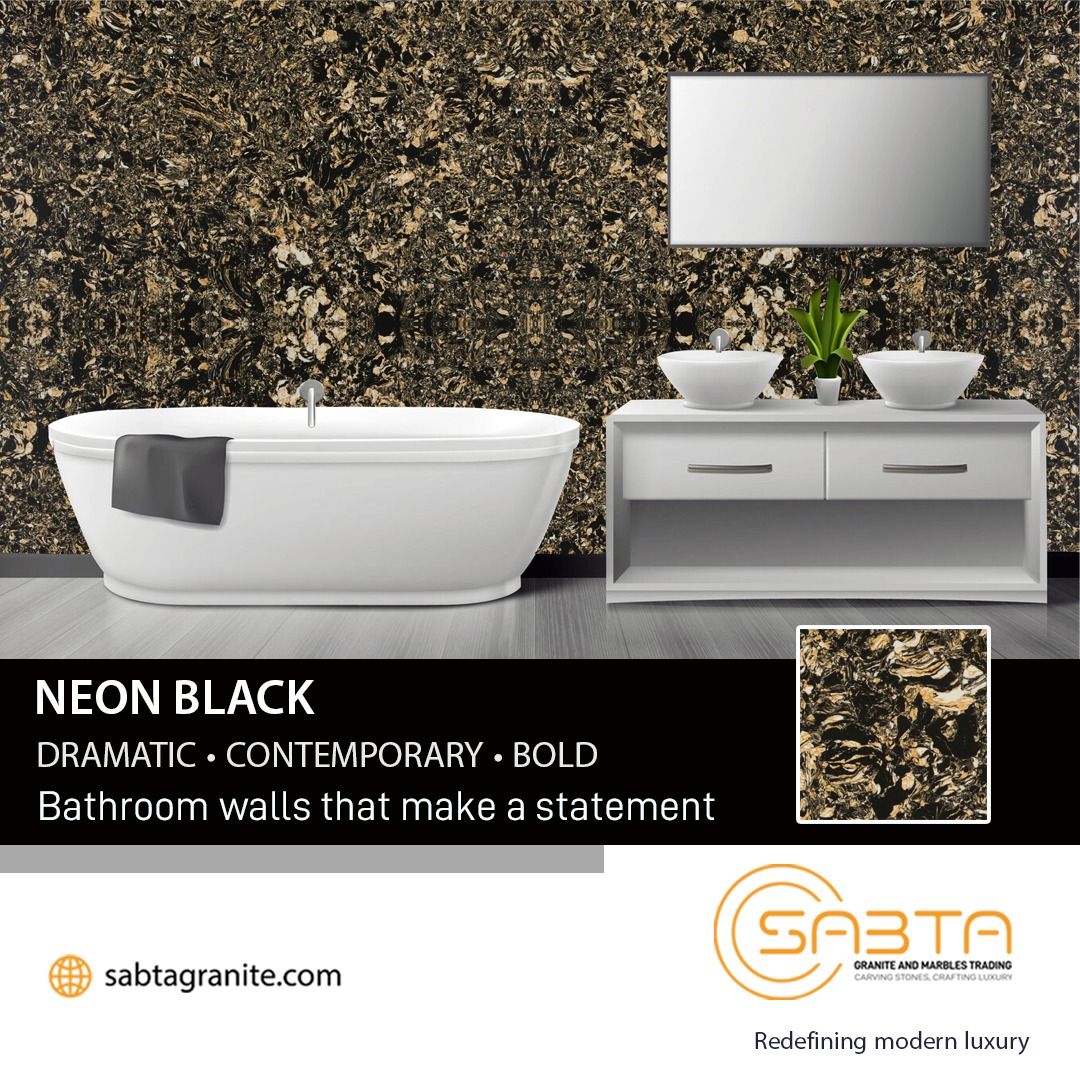 sgmt2003's tweet image. ✨ NEON BLACK - BATHROOM BRILLIANCE ✨

Create bathroom walls that command attention with Neon Black engineered marble. 

📲+971-50-205-0707
📧 sale@sabtagranite.com
🌐 sabtagranite.com

#SabtaGranite #NeonBlack #EngineeredMarble #BathroomDesign #LuxuryWalls