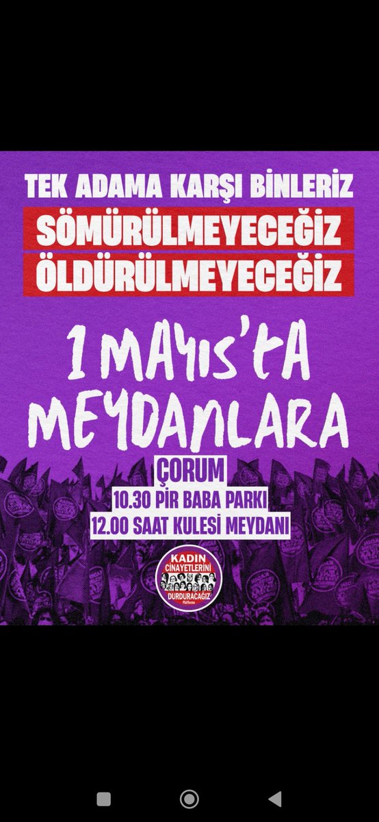 Tek Adama Karşı Binleriz
1 Mayıs'ta Meydanlardayız

🕐10.30
📍Pir Baba Parkı'nda buluşuyoruz