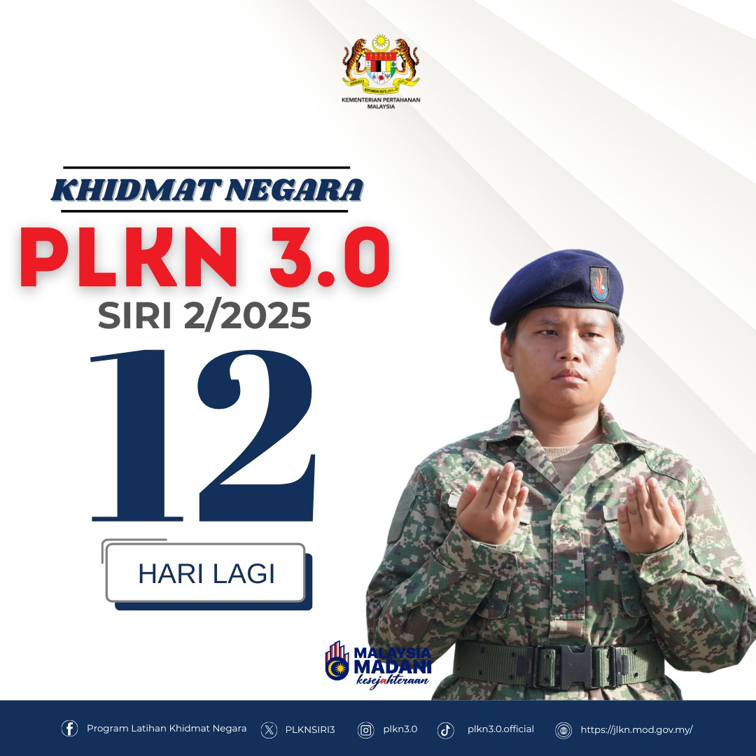 PLKNSIRI3's tweet image. 📌KHIDMAT NEGARA

Nantikan 12 hari lagi 📢

PLKN SIRI 2/2025

#mindefupdate
#mindefmalaysia
#plkn 
#khidmatnegara
#taatsetia
#JomSertaiPLKN