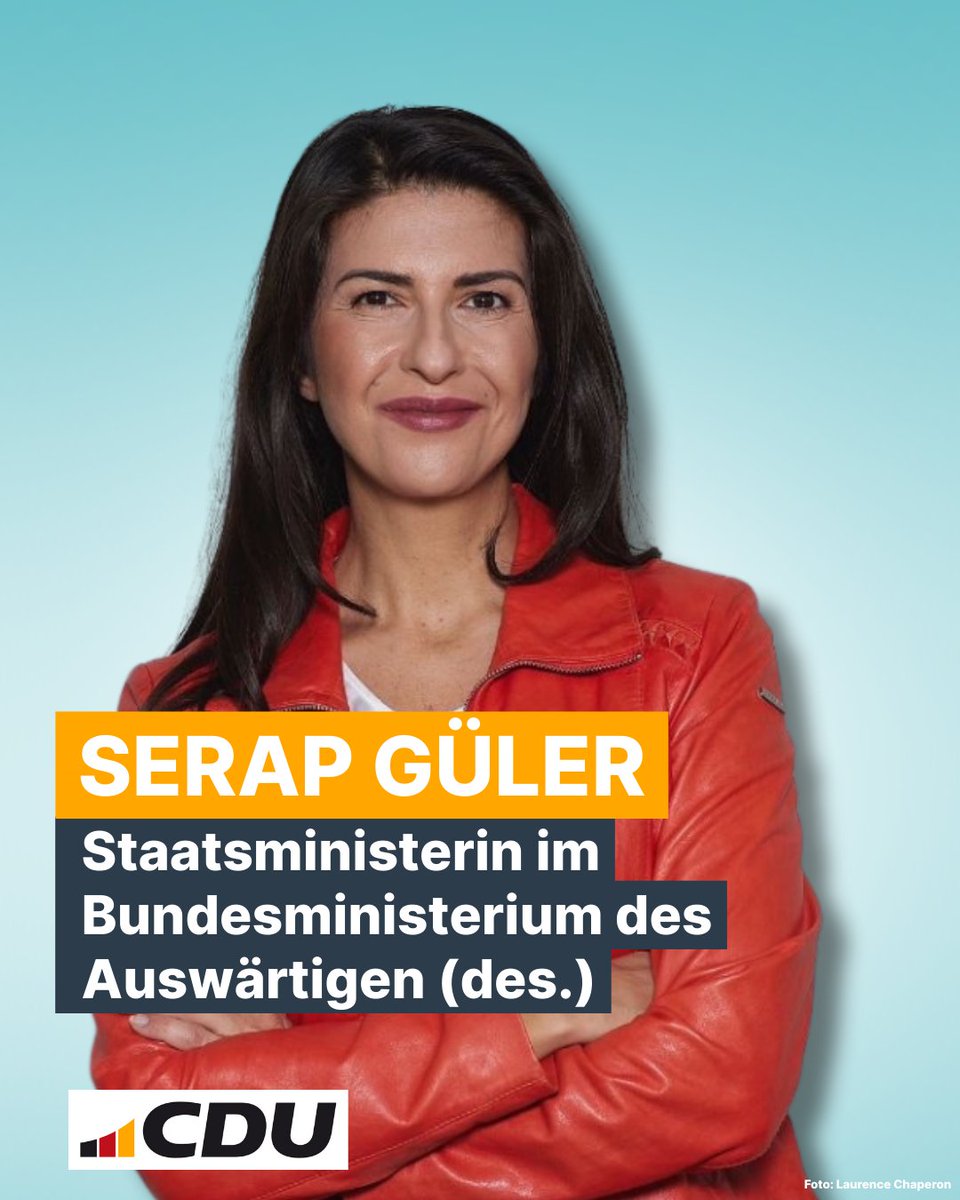 CDU Deutschlands (@cdu) on Twitter photo Unsere designierte Staatsministerin im Bundesministerium des Auswärtigen: <a href="/SerapGueler/">Serap Güler</a>. Unsere designierte Staatsministerin im Bundesministerium des Auswärtigen: <a href="/SerapGueler/">Serap Güler</a>.