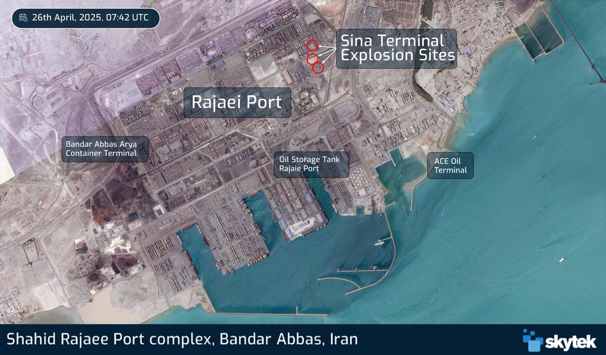 💥 Sina Terminal explosion near Bandar Abbas 💥

On April 26, 2025, the terminal was rocked by a catastrophic explosion and fire, reportedly caused by mishandled containers of hazardous chemicals, including sodium perchlorate. The incident resulted in at least 15 deaths and over