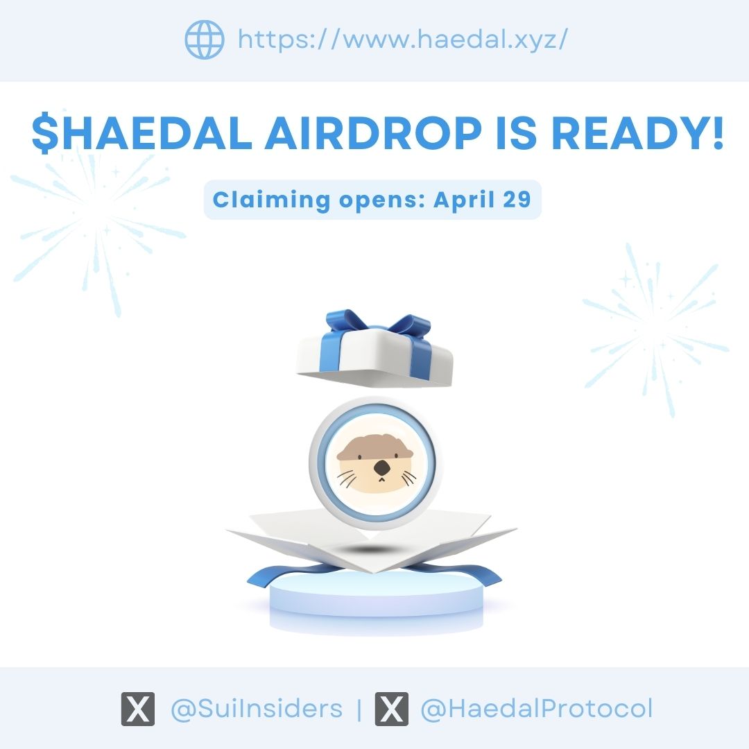 $HAEDAL AIRDROP IS READY!🪂

Are you ready for Airdrop?🤔

Like, RT and Drop your SUI wallet address👇

#Sui #SuiNetwork #Haedal