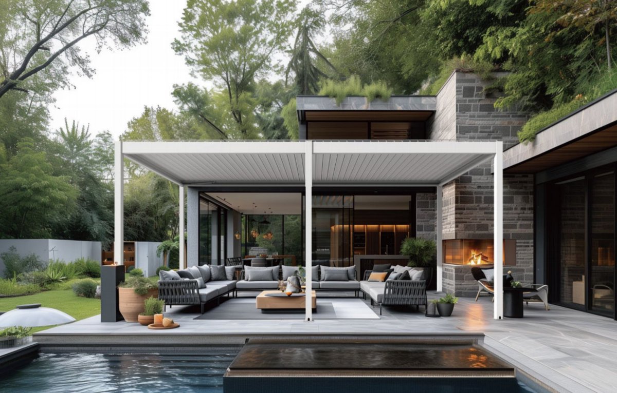 Skykk88Kay's tweet photo. The starry pergola is a semi-permanent aluminum pergola with single-layer innovative louvres to provide a shadedoutdoor area for all of common residential outdoor area. 

#pergola #villa #louvres #outdoor #shade #residential #hospitality #roof #mesh #fabric #waterproof #premium https://t.co/VHYzxHx18W