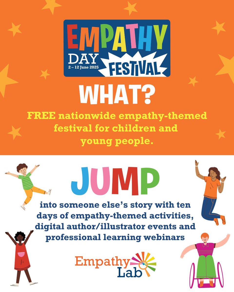 Sue Pickford Cheung - updates (@suecheungstory) on Twitter photo #EmpathyDayFestival is GROWING>>>
This year it’s 2-12 June and 1000s of people will be taking part. For FREE kids’ resources go to:
tinyurl.com/msk7yt52
<a href="/EmpathyLabUK/">EmpathyLabUK</a> #EmpathyDayFestival is GROWING>>>
This year it’s 2-12 June and 1000s of people will be taking part. For FREE kids’ resources go to:
tinyurl.com/msk7yt52
<a href="/EmpathyLabUK/">EmpathyLabUK</a>