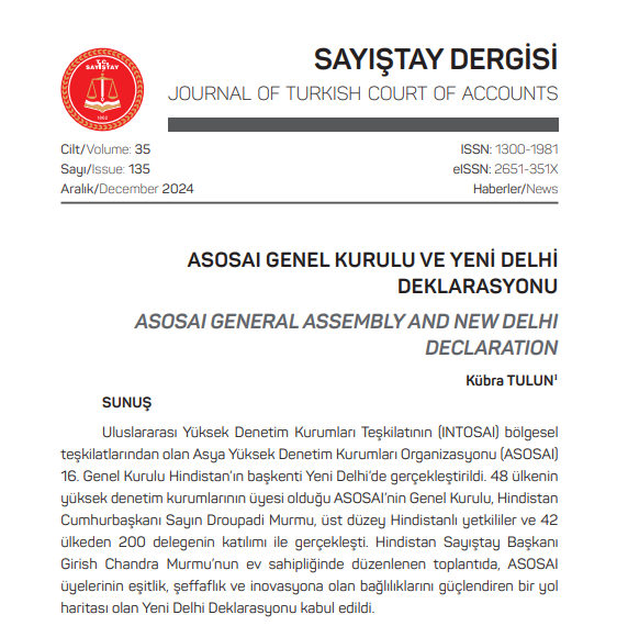 ASOSAI General Assembly and New Delhi Declaration

📰Journal of Turkish Court of Accounts, Issue 135

🔗dergi.sayistay.gov.tr/files/5694_HB1…