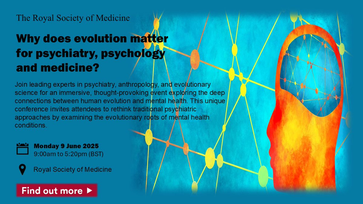 Derek Tracy (@derektracy1) on Twitter photo It's getting closer! Our <a href="/RoySocMed/">The Royal Society of Medicine</a> & <a href="/rcpsych/">Royal College of Psychiatrists</a> conference on why evolution matters to psychiatry, psychology & neuroscience. World-class speakers including Professor <a href="/ChrisStringer65/">Chris Stringer</a>. Monday, June 9th. Details: rsm.ac.uk/events/psychia… <a href="/RiadhAbed1/">Riadh Abed</a> It's getting closer! Our <a href="/RoySocMed/">The Royal Society of Medicine</a> & <a href="/rcpsych/">Royal College of Psychiatrists</a> conference on why evolution matters to psychiatry, psychology & neuroscience. World-class speakers including Professor <a href="/ChrisStringer65/">Chris Stringer</a>. Monday, June 9th. Details: rsm.ac.uk/events/psychia… <a href="/RiadhAbed1/">Riadh Abed</a>