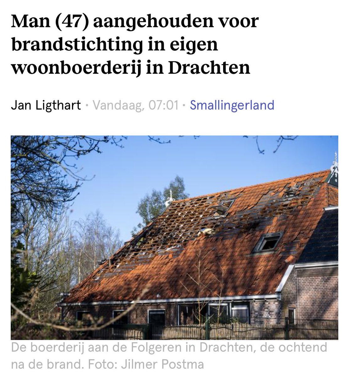 Weten jullie nog ? Dit belachelijke ‘#antisemitisme frame stuk van de Telelobby hieronder afgelopen 5 april. “‘Joods gezin” ontsnapt aan vuurzee’ Nu is ‘de Joodse David’ zelf aangehouden voor brandstichting in z’n eigen woonboerderij. 🤦‍♂️