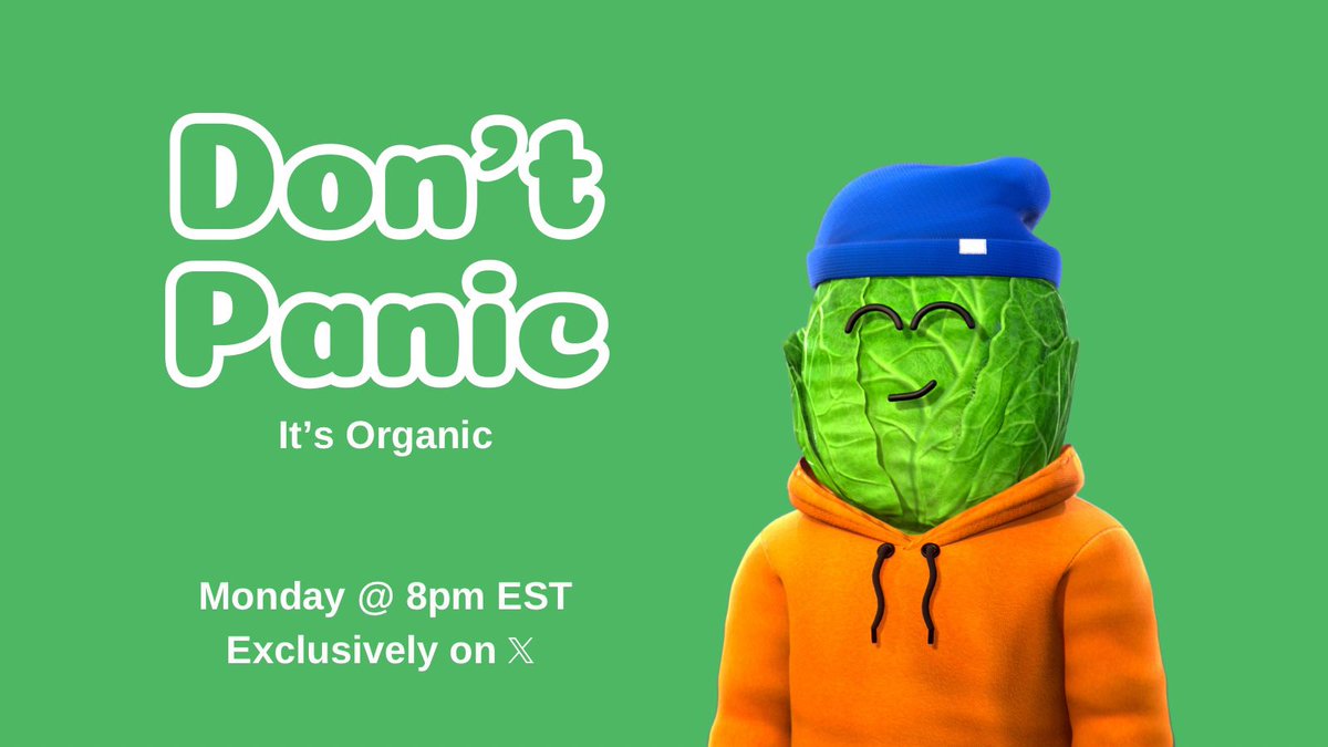 GM Lettuce Monsters! ☀️

We are LIVE tonight @ 8pm EST! Tune in for EP. 15 of our Monday night community space, "Don't Panic, It's Organic🥬”

We're giving away 1 FREE Little Lettuce Monster NFT in the space! 🎉

You must be in the Space to win! Set your Reminders &amp; Let’s Grow 💚