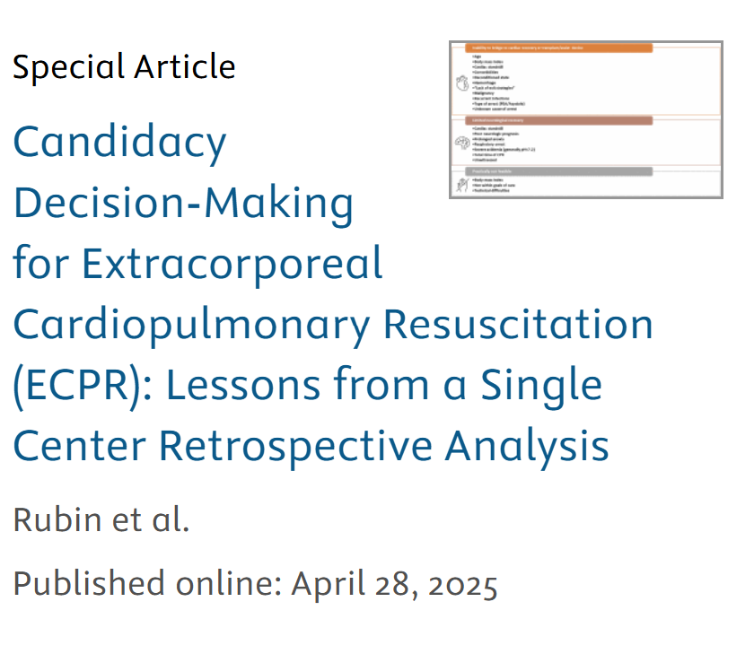 Jonah Rubin MD, FCCP (@jonahrubinmd) on Twitter photo Who should get ECPR?
Hot off the press <a href="/JCVAonline/">Journal of Cardiothoracic and Vascular Anesthesia</a>, following our work on VV ECMO candidacy, we share lessons learned analyzing ECPR candidacy decisions, and propose Domain Based Decision-Making - focusing on the ultimate goal, not individual findings.
jcvaonline.com/article/S1053-… Who should get ECPR?
Hot off the press <a href="/JCVAonline/">Journal of Cardiothoracic and Vascular Anesthesia</a>, following our work on VV ECMO candidacy, we share lessons learned analyzing ECPR candidacy decisions, and propose Domain Based Decision-Making - focusing on the ultimate goal, not individual findings.
jcvaonline.com/article/S1053-…