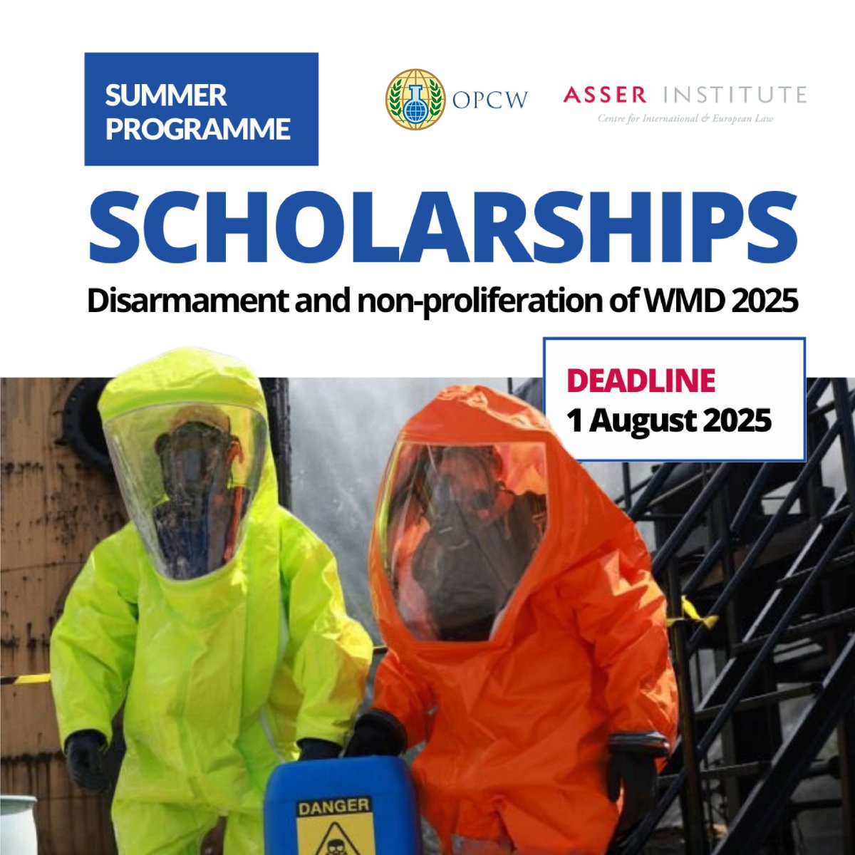 OPCW (@opcw) on Twitter photo 🌐 Strengthen your impact in global security!
The OPCW, in partnership with <a href="/TMCAsser/">T.M.C. Asser Instituut</a>, invites early- to mid-career professionals to apply for the Annual Training Programme on Disarmament and Non-Proliferation of Weapons of Mass Destruction, taking place 13-17 October 2025 in 🌐 Strengthen your impact in global security!
The OPCW, in partnership with <a href="/TMCAsser/">T.M.C. Asser Instituut</a>, invites early- to mid-career professionals to apply for the Annual Training Programme on Disarmament and Non-Proliferation of Weapons of Mass Destruction, taking place 13-17 October 2025 in