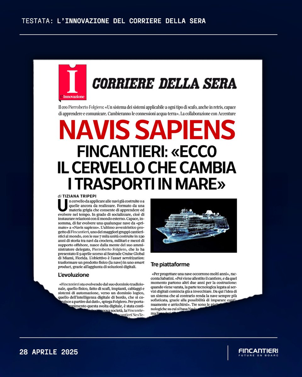L’innovazione è un elemento essenziale per essere pronti ad affrontare in modo efficace le sfide del futuro, trasformando i dati in informazioni e generando nuove opportunità.

L’Innovazione del <a href="/Corriere/">Corriere della Sera</a> della Sera racconta #NavisSapiens – progetto sviluppato dalla nostra