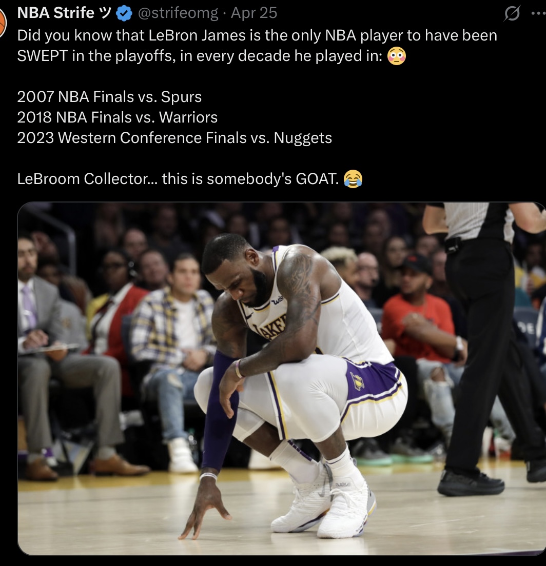 vickyas908's tweet image. The fact that @GetUpESPN is trying to hype up that weak block from Lebron and mentioned nothing about him scoring ZERO points and disappearing as usual in the 4th is laughable. I’ve never seen such propaganda by the “media” this last decade. I hope that jour with integrity return