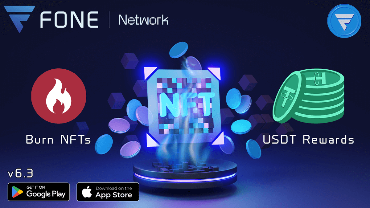 Hello Everyone, 

We are excited to announce that Fone Network v6.3 is now live!

Burning NFTs now rewards $0.1 USDT.

Check the feature in action: youtube.com/shorts/4VFJLz1…

Download or update now:

Google Play: play.google.com/store/apps/det…

Apple App Store: apps.apple.com/us/app/fone-ne…
