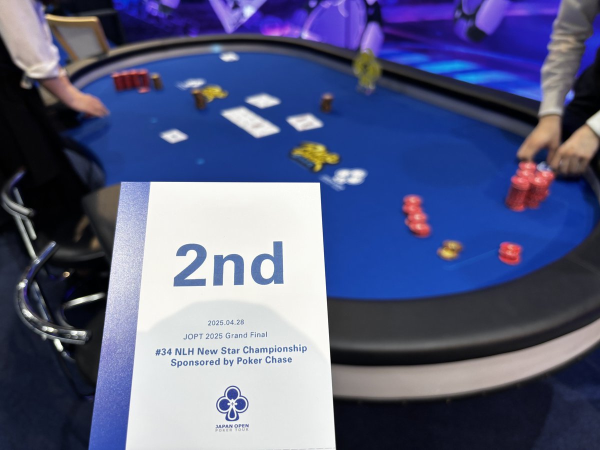 KokiM1018's tweet image. JOPT 2025 Grand Final
#34 NLH New Star Championship Sponsored by Poker Chase
Runner Up
#JOPT