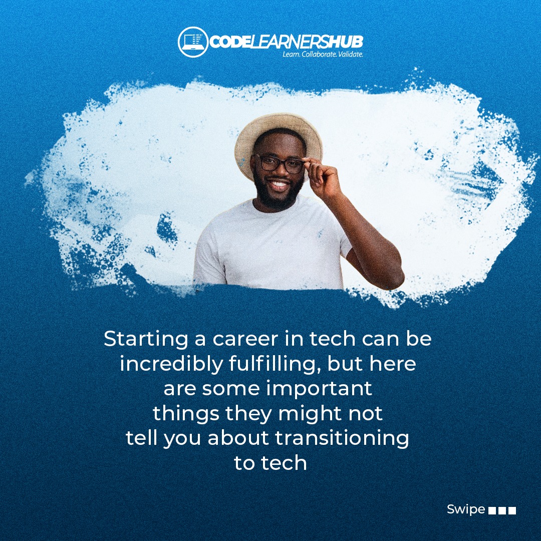CodelearnersHub's tweet photo. If you’re thinking of transitioning to tech, you’re not alone. Building a career in tech is highly rewarding.

However, here are some things you should know beyond the basics.

#tech #techschoolinabeokuta #techguru #codelearnershub #techschool #learntech https://t.co/MuzyujqLdh