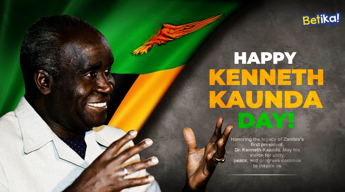 Yaskachi's tweet photo. Today we honor a true giant of Zambia 🇿🇲 — Dr. Kenneth Kaunda. His vision for unity, peace, and progress continues to guide and inspire us. Happy Kenneth Kaunda Day! ✊🏾 #KKDay #Zambia #UnityPeaceProgress #BetikaZambia" https://t.co/gFofePB4ck