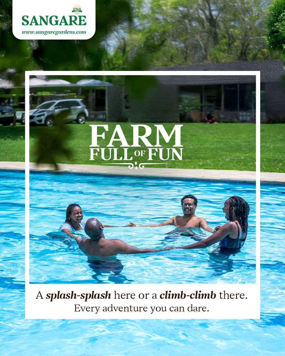 A refreshing swim, a thrilling hike, a cozy bonfire night.

This Labour Day, trade the hustle for hillside peace and adventure.

📍 Book your Easter getaway today! 
📞 Call 0739900070 or 0706562231
 📧 Say hello booking@sangaregardens.com
#SangareBoutiqueFarmStay #FarmFullofFun