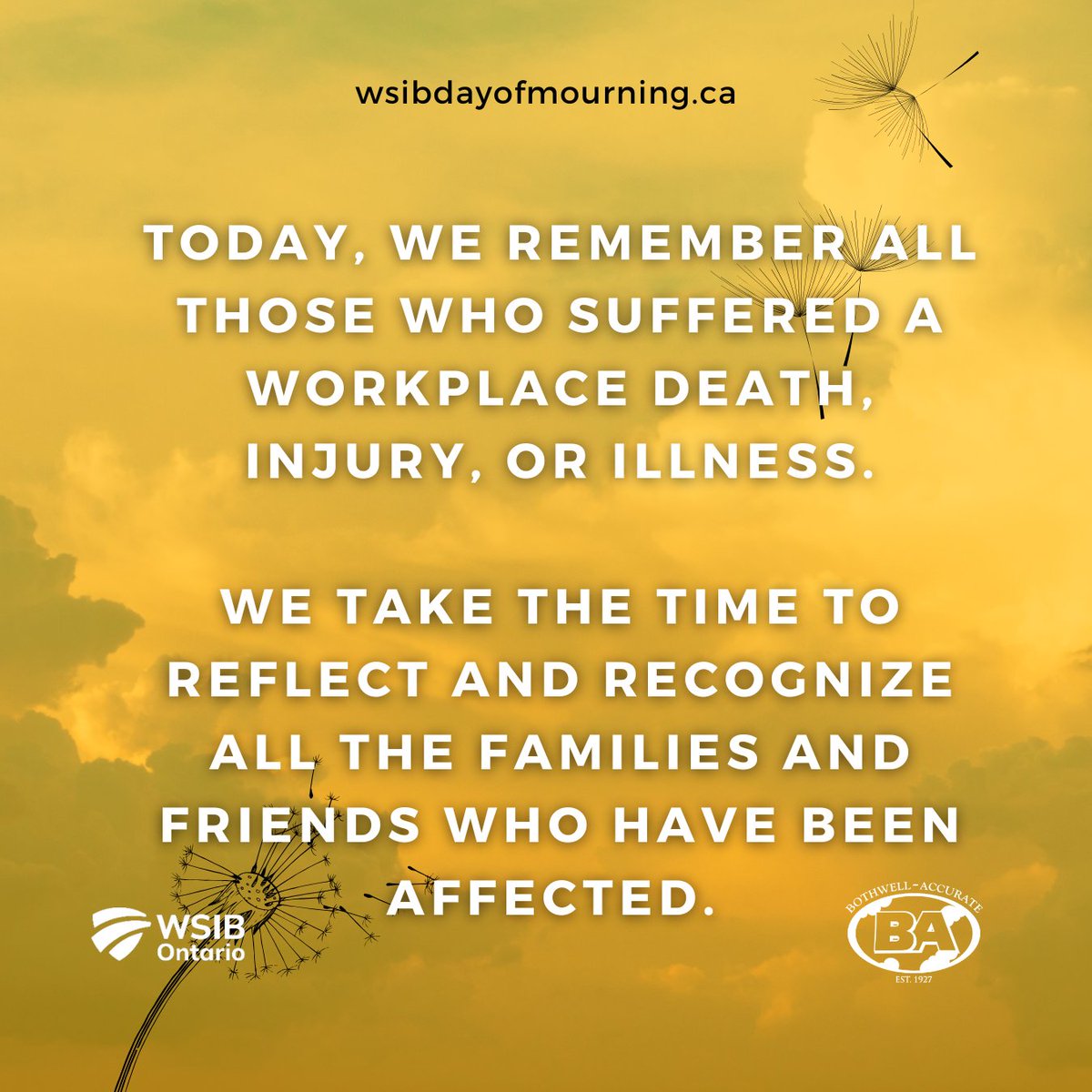 BothwellCo's tweet photo. #dayofmourning
The National Day of Mourning is a day to remember and honour those who have lost their lives or been injured at work and renew our collective efforts to promote and improve workplace health and safety and prevent more injuries, illnesses, and deaths.
#construction https://t.co/UvIPdO8apn