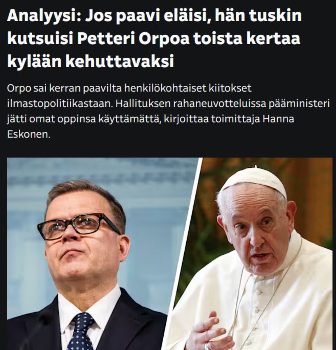 Matti Hämeenaho (@mattihameenaho) on Twitter photo Analyysi: Jos jumala ja jeesus eläisi, he eivät kykenisi katsomaan eikä edes lukemaan <a href="/yleuutiset/">Yle Uutiset</a> uutisia niiden ala-arvoisen tason vuoksi. Analyysi: Jos jumala ja jeesus eläisi, he eivät kykenisi katsomaan eikä edes lukemaan <a href="/yleuutiset/">Yle Uutiset</a> uutisia niiden ala-arvoisen tason vuoksi.