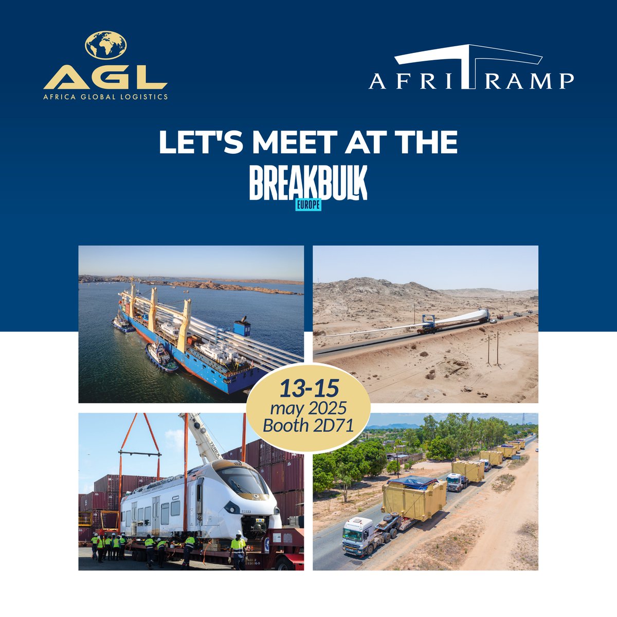 AGLgroup_'s tweet image. Excited to be at @Break_Bulk in Rotterdam, May 13–15! 🚢
From oversized transport to complex logistics across Africa, AGL brings expertise, innovation &amp;amp; a strong network.
📍 Let’s connect and shape the future of logistics together!
#AGL #ProjectCargo #LogisticsExperts