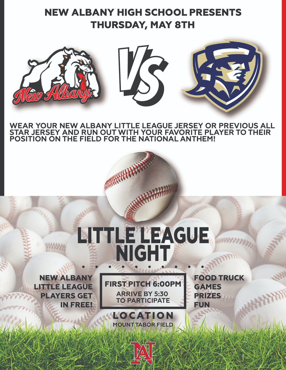 We're excited for another Little League Night out at Mt. Tabor Field! Join us next Thursday, May 8th for some fun games, prizes, food and the opportunity to run on the field with our current Bulldog players for the National Anthem #GoDogs