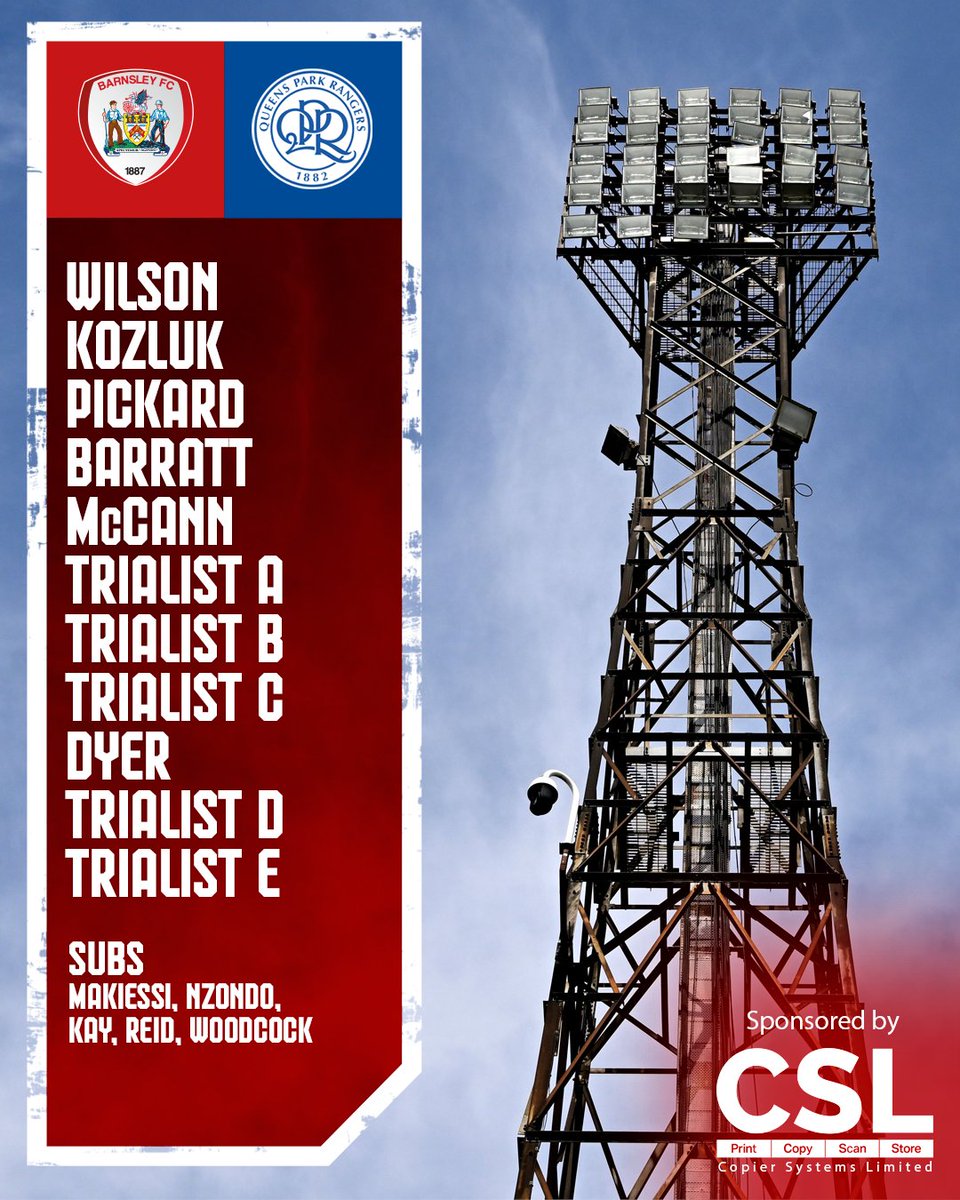 Our U21s side to face QPR 👊

Kick-off is at 2pm at Oakwell ⏱️