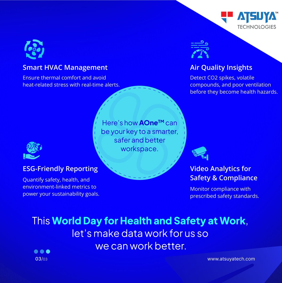 Workplace health and safety isn’t just a box to tick, it’s the foundation of a thriving, productive environment.

This World Day for Safety and health at Work, let's lead the way with smart tech and #AI.

<a href="/ilo/">International Labour Organization</a> 

#SafeDay #SmartWorkplace #TechForGood  #TeamAOne #AOneIntelligence