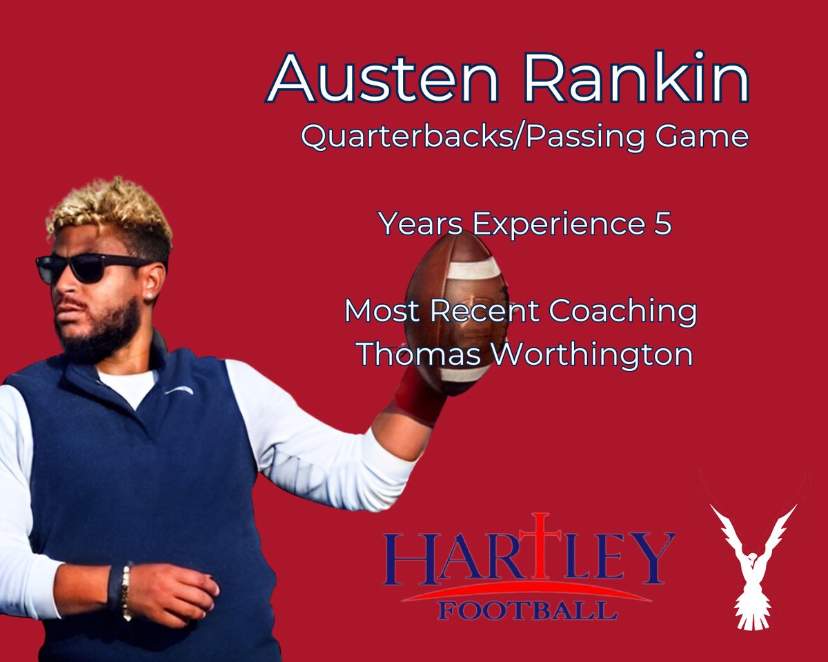 Hartley Football (@hartleyfootball) on Twitter photo <a href="/CoachRank3/">Austen Rankin</a> brings a tremendous amount of position knowledge and energy to the staff. He will oversee the passing game in 2025. <a href="/CoachRank3/">Austen Rankin</a> brings a tremendous amount of position knowledge and energy to the staff. He will oversee the passing game in 2025.