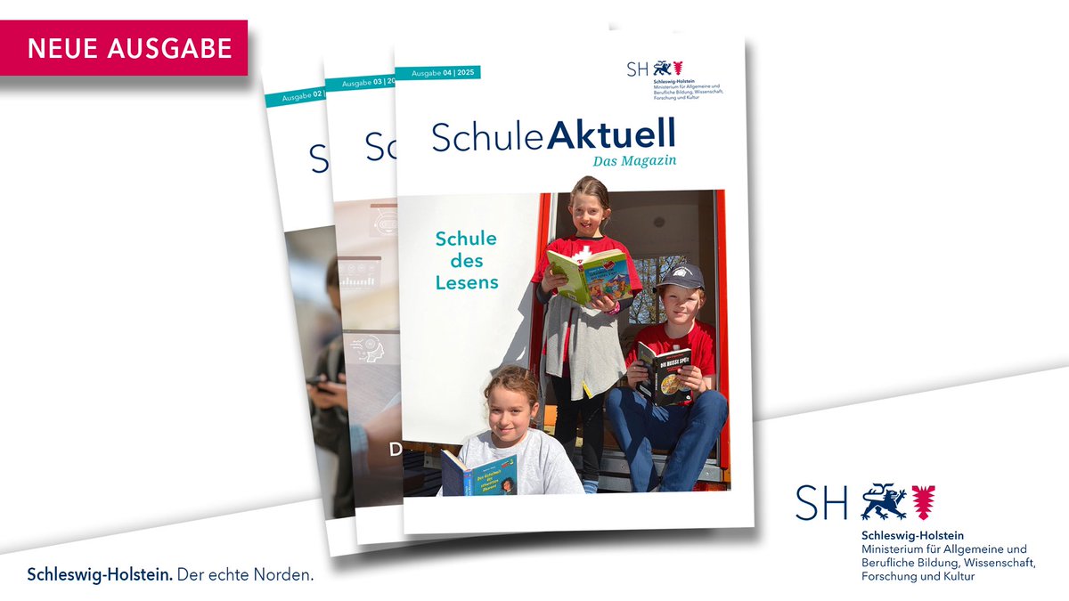 Die neue Ausgabe von "Schule Aktuell - Das Magazin" ist online. Abonniere jetzt unseren Newsletter, um keine Ausgabe zu verpassen und immer auf dem Laufenden zu sein in Sachen #Bildungspolitik, #Schulrecht und #Stellenausschreibungen.

Jetzt anmelden ➡️ schuleaktuell.sh