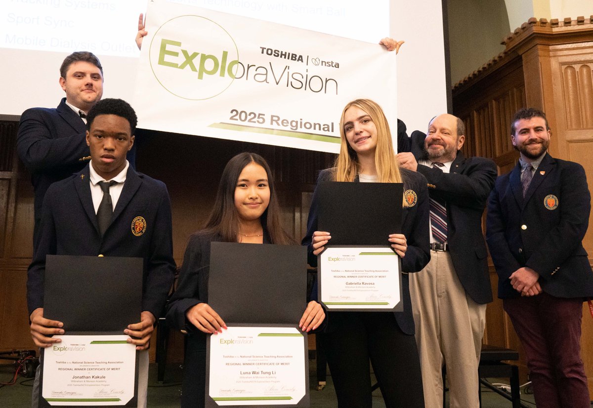 ToshibaAmerica's tweet image. Big congratulations to Gabriella Ravosa, Jonathan Kakule, Luna Wai Tung Li, and Coach Matthew Rafala from Wilbraham &amp;amp; Monson Academy in Wilbraham, MA! You&apos;ve been selected as regional winners for this year’s #Toshiba/@NSTA #ExploraVision with Smart Tape project!