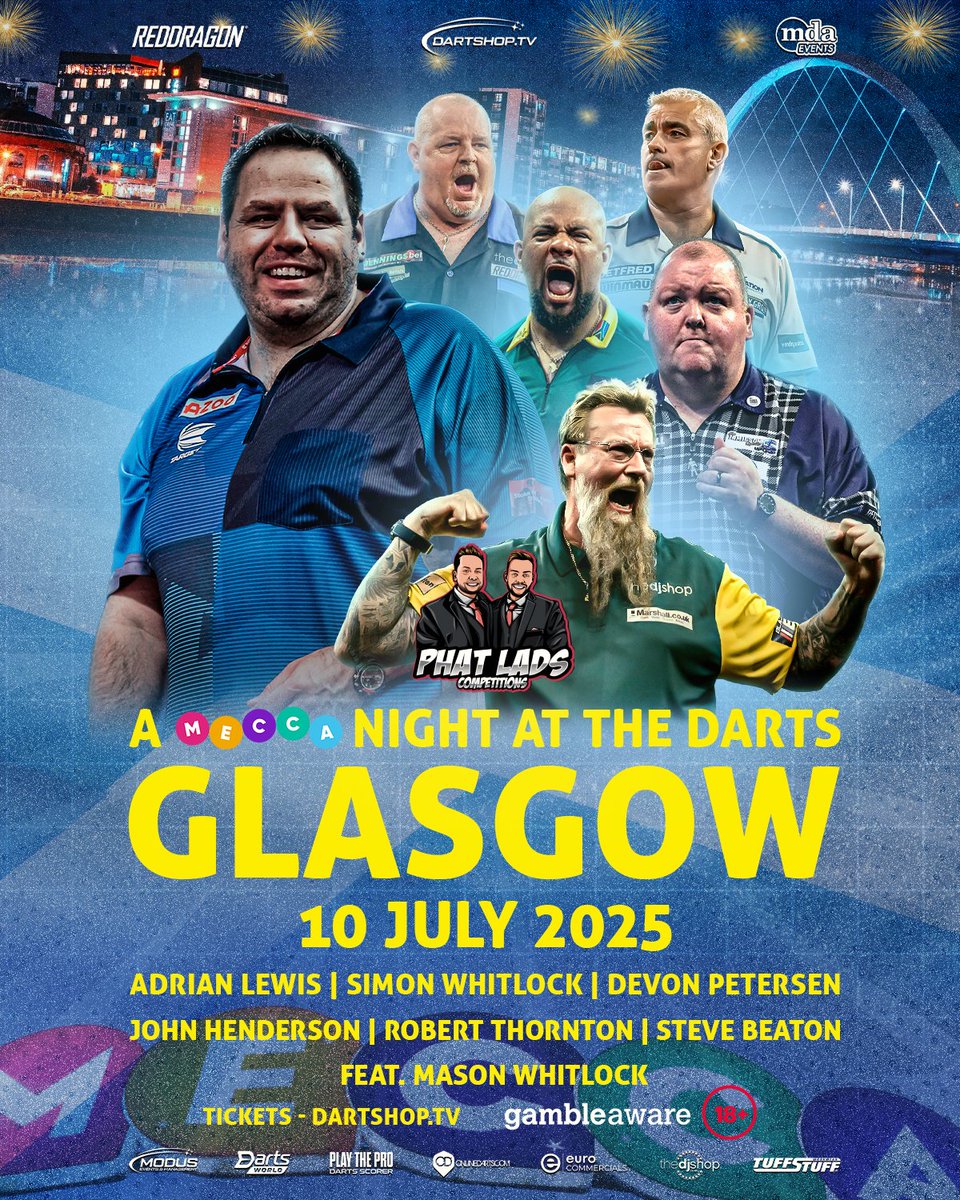 MODUS Sports (@modusdarts180) on Twitter photo 🏴We return to Scotland in July!
Join us at Mecca Bingo in Dundee and Glasgow, as a stellar line-up assembles North of the Border.
🎟Dundee Tickets:
dartshop.tv/products/a-mec…
🎟Glasgow Tickets:
dartshop.tv/products/a-mec…
<a href="/jackpot180/">Adrian Lewis</a>
<a href="/SWhitlock180/">Simon Whitlock</a>
<a href="/hendo180/">John Henderson</a>
<a href="/Stevebeaton180/">Stevebeaton</a> 🏴We return to Scotland in July!
Join us at Mecca Bingo in Dundee and Glasgow, as a stellar line-up assembles North of the Border.
🎟Dundee Tickets:
dartshop.tv/products/a-mec…
🎟Glasgow Tickets:
dartshop.tv/products/a-mec…
<a href="/jackpot180/">Adrian Lewis</a>
<a href="/SWhitlock180/">Simon Whitlock</a>
<a href="/hendo180/">John Henderson</a>
<a href="/Stevebeaton180/">Stevebeaton</a>