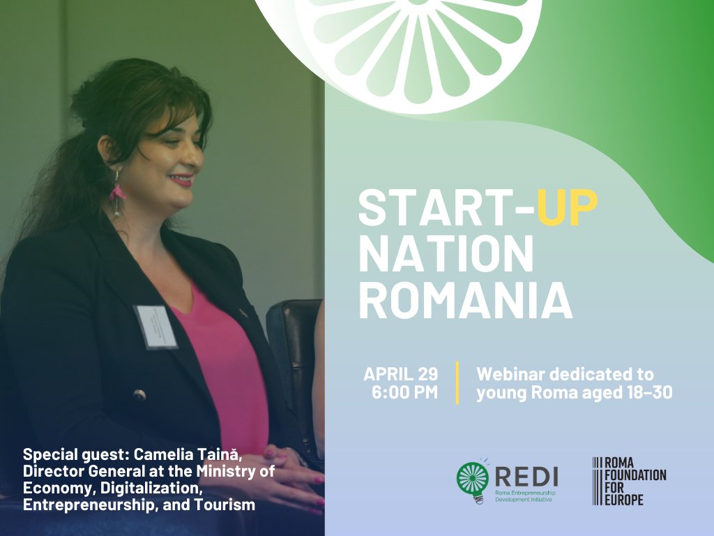 Are you a young Roma (18–30) ready to launch your business with Start-Up Nation Romania?
📅 April 29, 6 PM – Free webinar with Camelia Taină, Ministry of Economy!
✅ Free course
✅ 200 lei subsidy
✅ REDI e-signature &amp; help
🔗 Register: forms.gle/gb82345ZwZUctF…
#RomaYouth #Startup