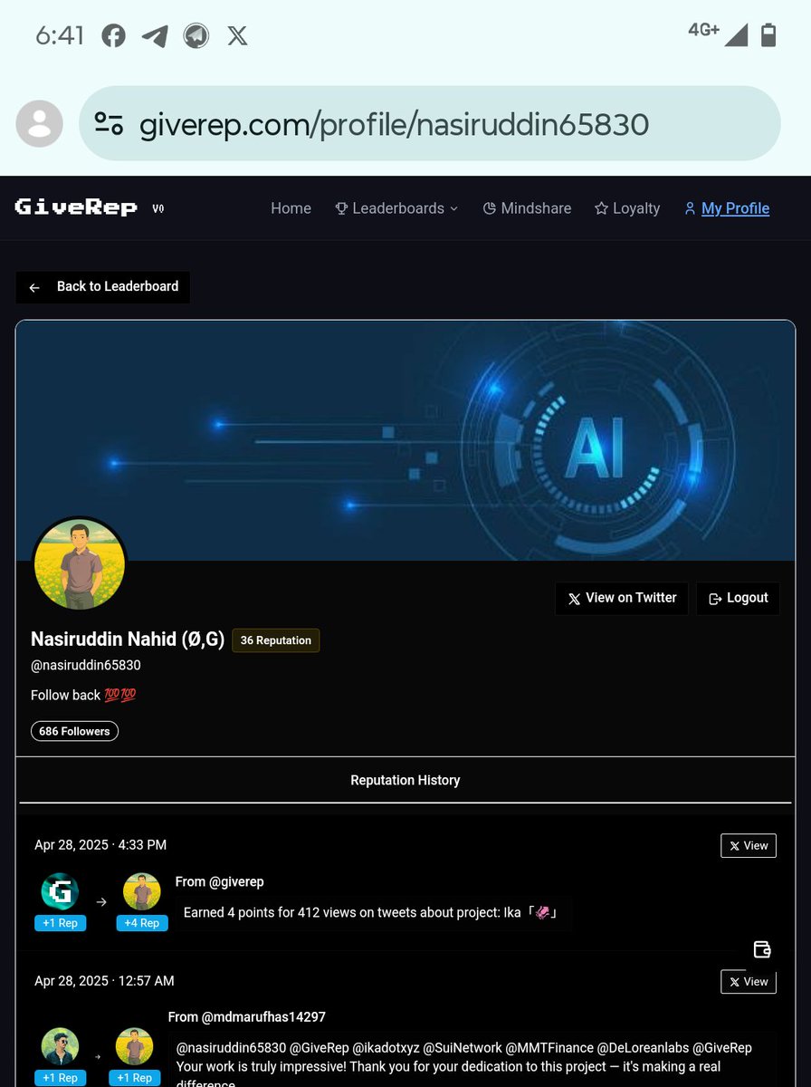 Brothers I have earned 🔥🔥🔥 36 Reputation point on <a href="/GiveRep/">GiveRep</a> <a href="/ikadotxyz/">Ika「🦑」</a> <a href="/SuiNetwork/">Sui</a> 

All <a href="/GiveRep/">GiveRep</a> and <a href="/ikadotxyz/">Ika「🦑」</a> Gm user work active and honest 💯💯 this project can be life changer for your  🥰🥰 
<a href="/GiveRep/">GiveRep</a> is a unique concept and there background is very strong 🚀🚀 
$REP #REP