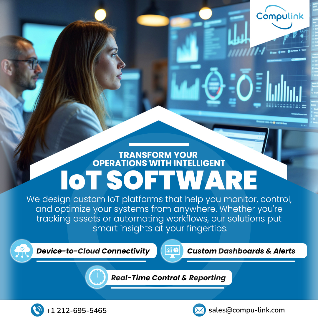 CompulinkTech's tweet image. At Compulink, we create custom IoT platforms that deliver real-time insights, device-to-cloud connectivity, smart automation, and custom dashboards.
.
 Call: +1 212-695-5465
Email: sales@compu-link.com
.
#IoTConsulting #IoTInnovation #SmartTechnology #CloudConnectivity #Compulink