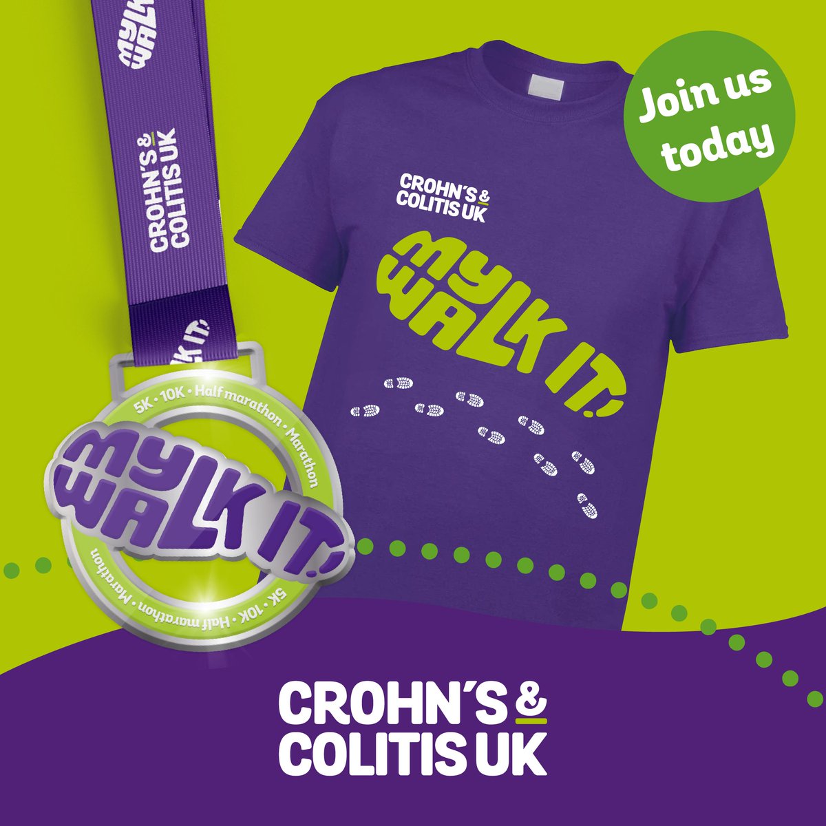 📣 My WALK IT is Back! 📣

💜 Walk. Fundraise. Change lives.

🏃‍♀️ Walk 5k, 10k, Half or Full Marathon.

👕 Raise £10 = FREE My WALK IT t-shirt.

Help us continue to drive pioneering research, to create a world free from Crohn’s and Colitis. 🌍

mywalkit.org.uk

#MyWalkIt