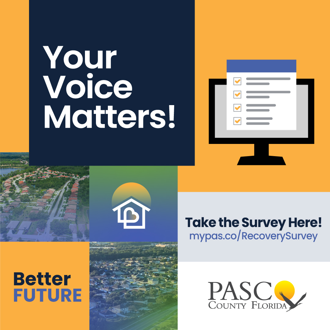 #PascoCounty is embarking on an important initiative to ensure our community recovers and thrives following recent hurricanes. As part of this effort, we’re gathering input through the Better Future Survey, and your voice matters!

This survey is a key step in shaping how over