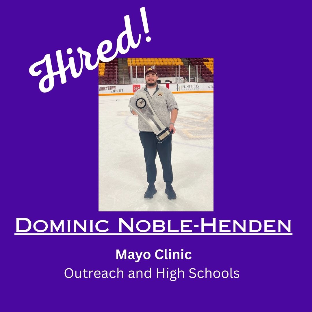 Congratulations to 2nd Year MSAT Student Dominic Noble-Henden on securing a position with Mayo Clinic! #MayoClinicAT