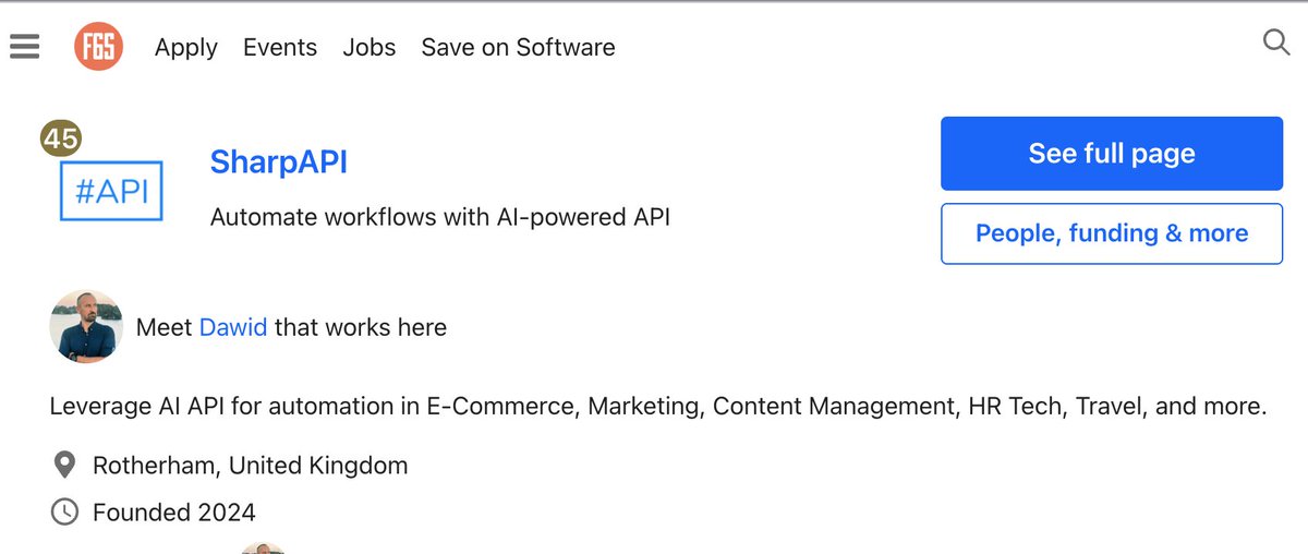 SharpAPI's tweet image. @SharpAPI ranked #45 in AI Translation on @f6s this April — out of more than 2 million startups.
We’ll celebrate for about five minutes... and then get back to building. Thanks for believing in us.